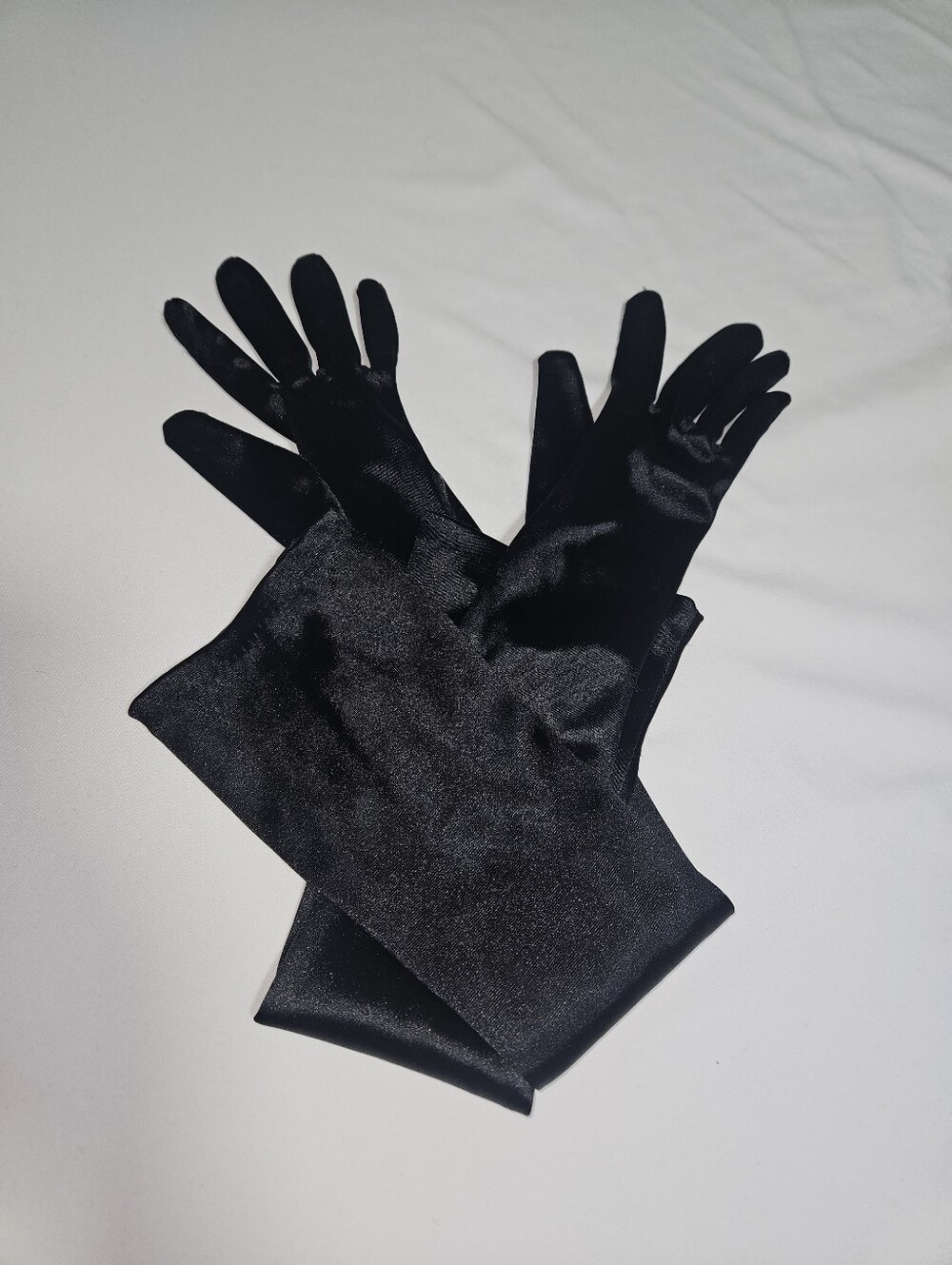 Black Satin Evening Gloves